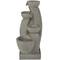 43.5" Gray Fiberglass 4-Tier Fountain with LED Light
